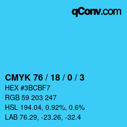 Color code: CMYK 76 / 18 / 0 / 3 | qconv.com