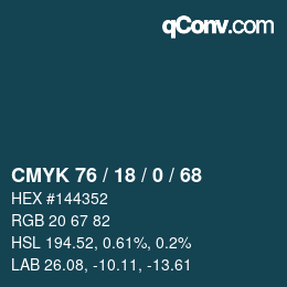 Color code: CMYK 76 / 18 / 0 / 68 | qconv.com