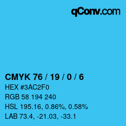 Color code: CMYK 76 / 19 / 0 / 6 | qconv.com