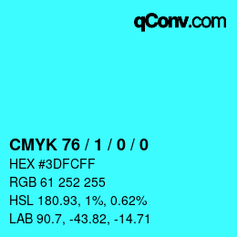 Color code: CMYK 76 / 1 / 0 / 0 | qconv.com