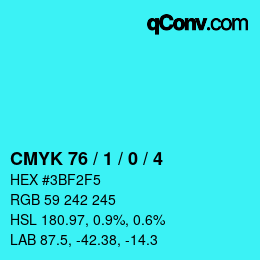 Color code: CMYK 76 / 1 / 0 / 4 | qconv.com