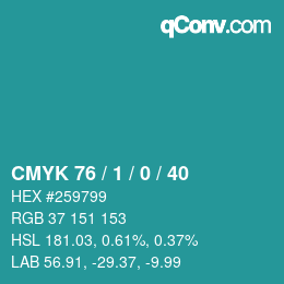 Color code: CMYK 76 / 1 / 0 / 40 | qconv.com
