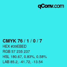 Color code: CMYK 76 / 1 / 0 / 7 | qconv.com