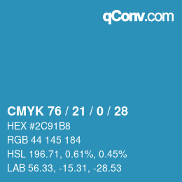 颜色代码: CMYK 76 / 21 / 0 / 28 | qconv.com