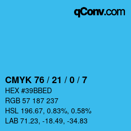 Color code: CMYK 76 / 21 / 0 / 7 | qconv.com