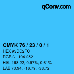颜色代码: CMYK 76 / 23 / 0 / 1 | qconv.com