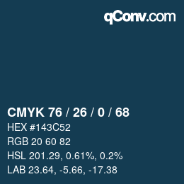 Código de color: CMYK 76 / 26 / 0 / 68 | qconv.com