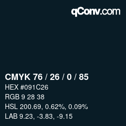 Color code: CMYK 76 / 26 / 0 / 85 | qconv.com