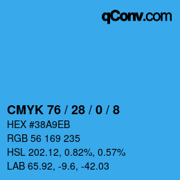 カラーコード: CMYK 76 / 28 / 0 / 8 | qconv.com