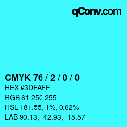 カラーコード: CMYK 76 / 2 / 0 / 0 | qconv.com