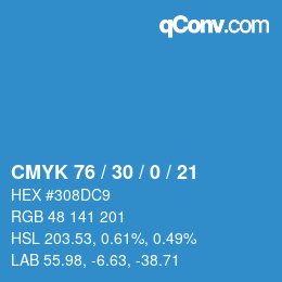 Farbcode: CMYK 76 / 30 / 0 / 21 | qconv.com