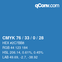 Farbcode: CMYK 76 / 33 / 0 / 28 | qconv.com