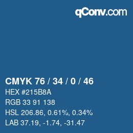 カラーコード: CMYK 76 / 34 / 0 / 46 | qconv.com