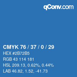 颜色代码: CMYK 76 / 37 / 0 / 29 | qconv.com