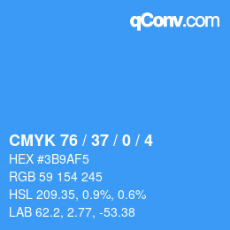 カラーコード: CMYK 76 / 37 / 0 / 4 | qconv.com