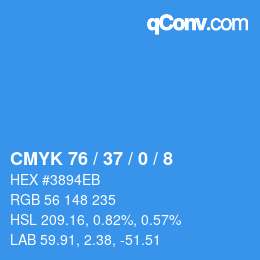 カラーコード: CMYK 76 / 37 / 0 / 8 | qconv.com