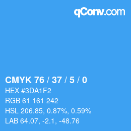 カラーコード: CMYK 76 / 37 / 5 / 0 | qconv.com