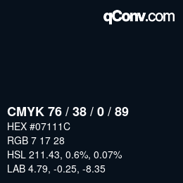 颜色代码: CMYK 76 / 38 / 0 / 89 | qconv.com