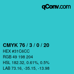 Farbcode: CMYK 76 / 3 / 0 / 20 | qconv.com