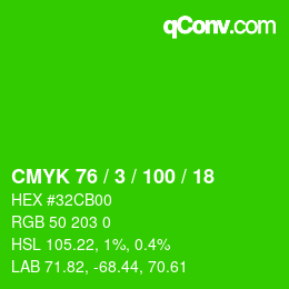 Color code: CMYK 76 / 3 / 100 / 18 | qconv.com
