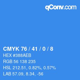 カラーコード: CMYK 76 / 41 / 0 / 8 | qconv.com