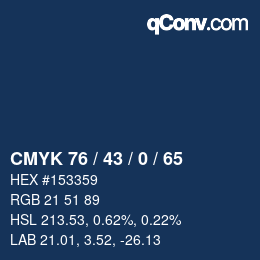 Color code: CMYK 76 / 43 / 0 / 65 | qconv.com