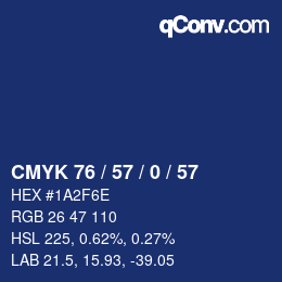 カラーコード: CMYK 76 / 57 / 0 / 57 | qconv.com