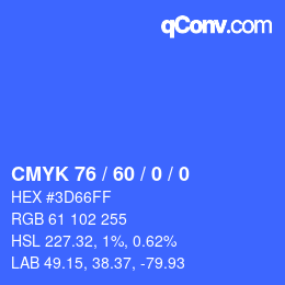 Color code: CMYK 76 / 60 / 0 / 0 | qconv.com