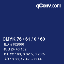 Código de color: CMYK 76 / 61 / 0 / 60 | qconv.com