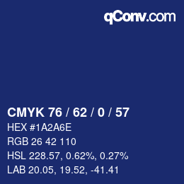 Farbcode: CMYK 76 / 62 / 0 / 57 | qconv.com