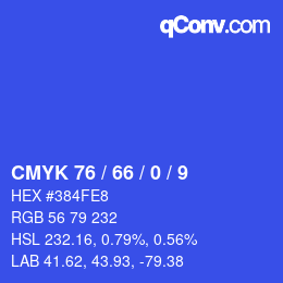 Color code: CMYK 76 / 66 / 0 / 9 | qconv.com