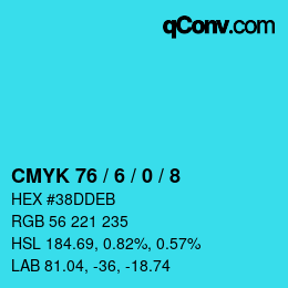 カラーコード: CMYK 76 / 6 / 0 / 8 | qconv.com