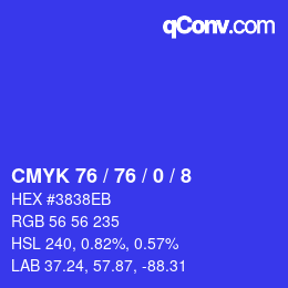Color code: CMYK 76 / 76 / 0 / 8 | qconv.com