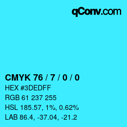 Color code: CMYK 76 / 7 / 0 / 0 | qconv.com