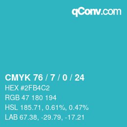 カラーコード: CMYK 76 / 7 / 0 / 24 | qconv.com