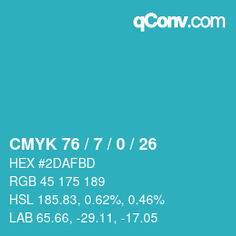 カラーコード: CMYK 76 / 7 / 0 / 26 | qconv.com