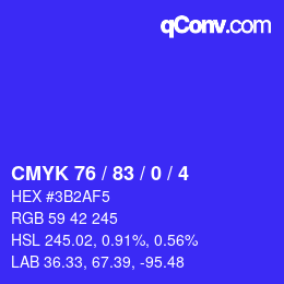 Color code: CMYK 76 / 83 / 0 / 4 | qconv.com