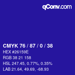 颜色代码: CMYK 76 / 87 / 0 / 38 | qconv.com