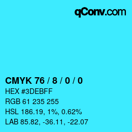 颜色代码: CMYK 76 / 8 / 0 / 0 | qconv.com