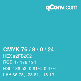 颜色代码: CMYK 76 / 8 / 0 / 24 | qconv.com