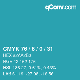 Color code: CMYK 76 / 8 / 0 / 31 | qconv.com