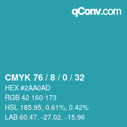 颜色代码: CMYK 76 / 8 / 0 / 32 | qconv.com