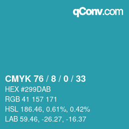 颜色代码: CMYK 76 / 8 / 0 / 33 | qconv.com