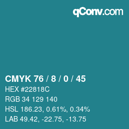 Color code: CMYK 76 / 8 / 0 / 45 | qconv.com