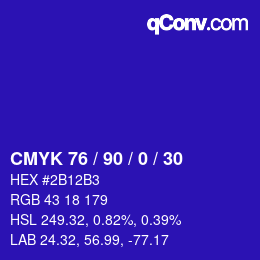 颜色代码: CMYK 76 / 90 / 0 / 30 | qconv.com