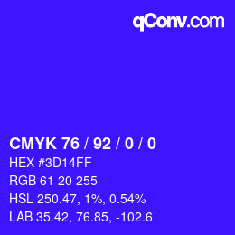 颜色代码: CMYK 76 / 92 / 0 / 0 | qconv.com