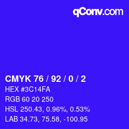 颜色代码: CMYK 76 / 92 / 0 / 2 | qconv.com