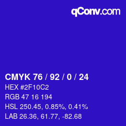 颜色代码: CMYK 76 / 92 / 0 / 24 | qconv.com