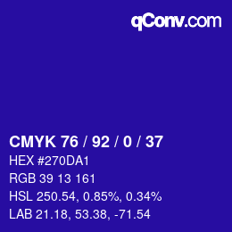 颜色代码: CMYK 76 / 92 / 0 / 37 | qconv.com