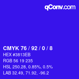 カラーコード: CMYK 76 / 92 / 0 / 8 | qconv.com